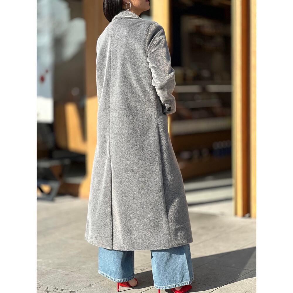Gray Faux Fur Coat Women Luxury Soft Plush Jacket Elegant Outerwear - Picture 3 of 11